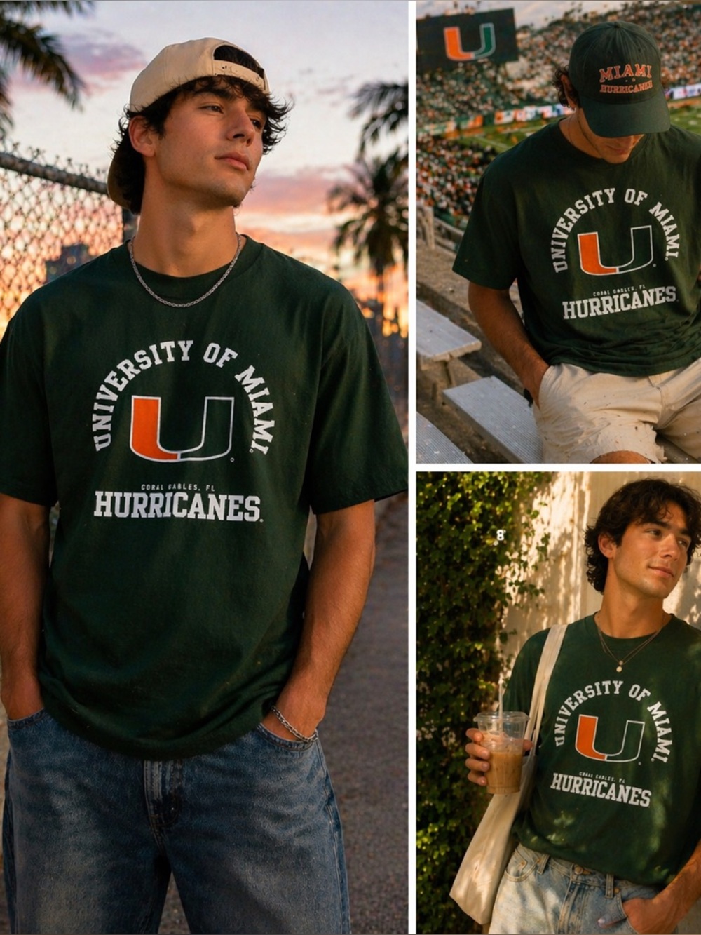 Dark Green University of Miami Logo Short Sleeve Tee